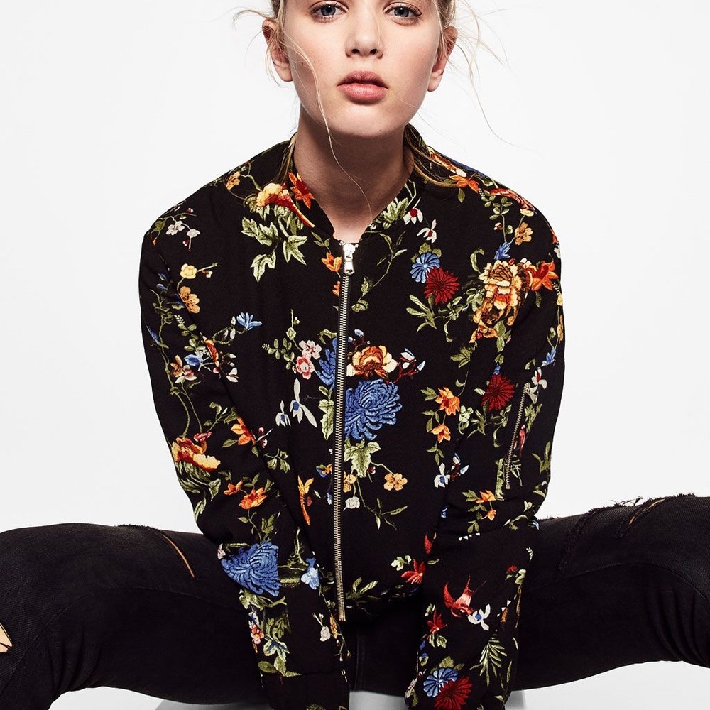 Zara Floral Bomber Jacket